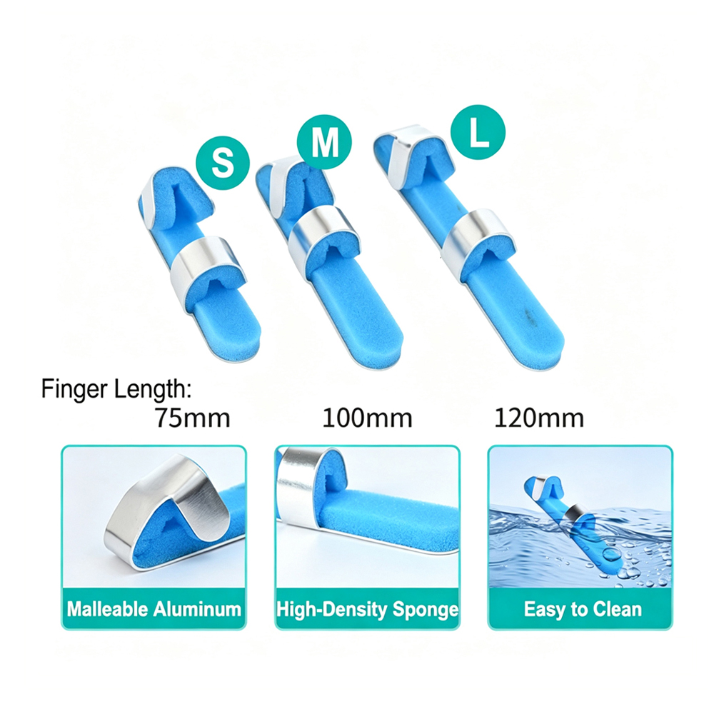 Finger Splint Brace Immobilizer, Bendable Aluminum Support na may Comfort High Density Sponge Liner, Pain Relief para sa Arthritis, Sprains, Fractures, Trigger Finger, 3 Sizes Available