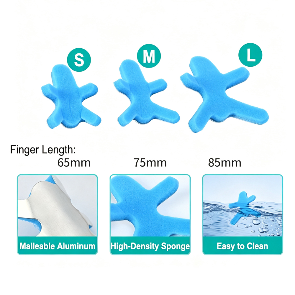 Finger Splint Immobilizer, Frog Shape Bendable Aluminum Finger Stabilizer na may Comfort Sponge Liner, Pain Relief para sa Mallet Finger, Arthritis, Sprained & Broken Fingers, 3 Laki ng Haba