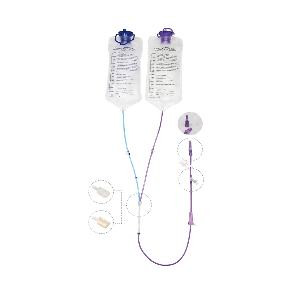 Pump Feed Dual-Bag Tube Feeding System 1000ml/1200ml na may Spike at Screw Spike Options