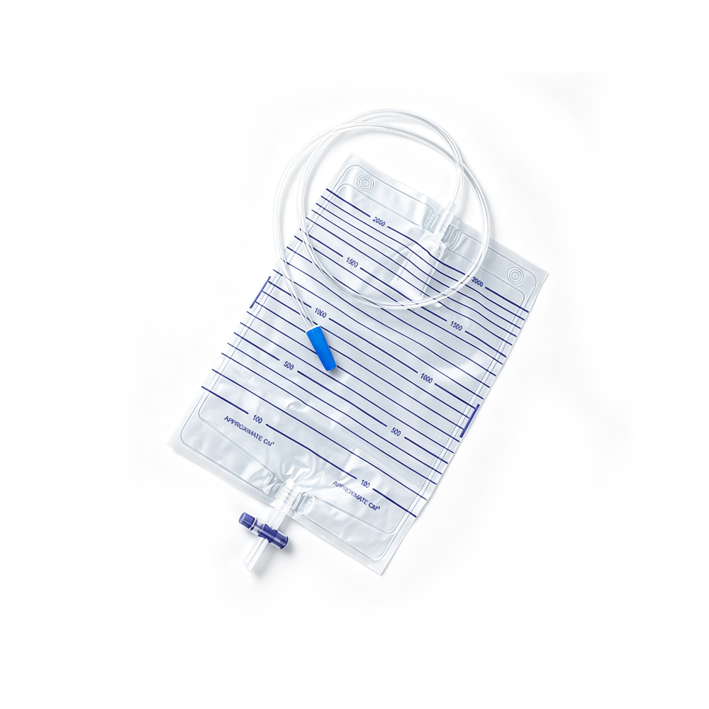 2000ml Sterile at Non-Toxic PVC Medical Grade Urine Bag na may Cross T-Type Valve