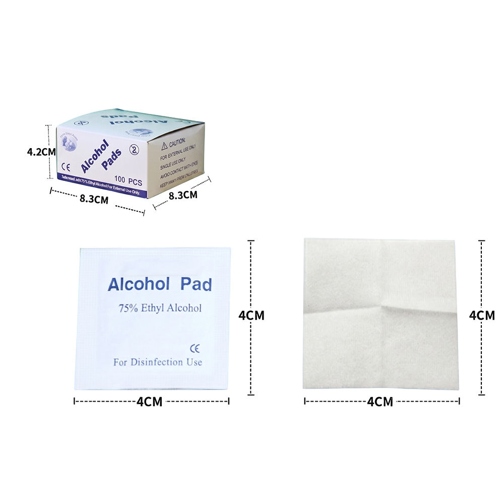 100 pcs/Box 4x4cm Indibidwal na Nakabalot na Premium 75% Ethyl Alcohol Prep Pads para sa Bahay, Paglalakbay, at Klinikal na Paggamit