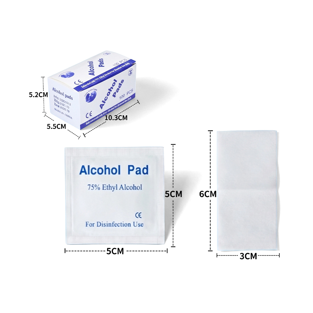 100 Pcs/Box 3cm x 6cm Malaki Indibidwal na Nakabalot 75% Alcohol Prep Pads
