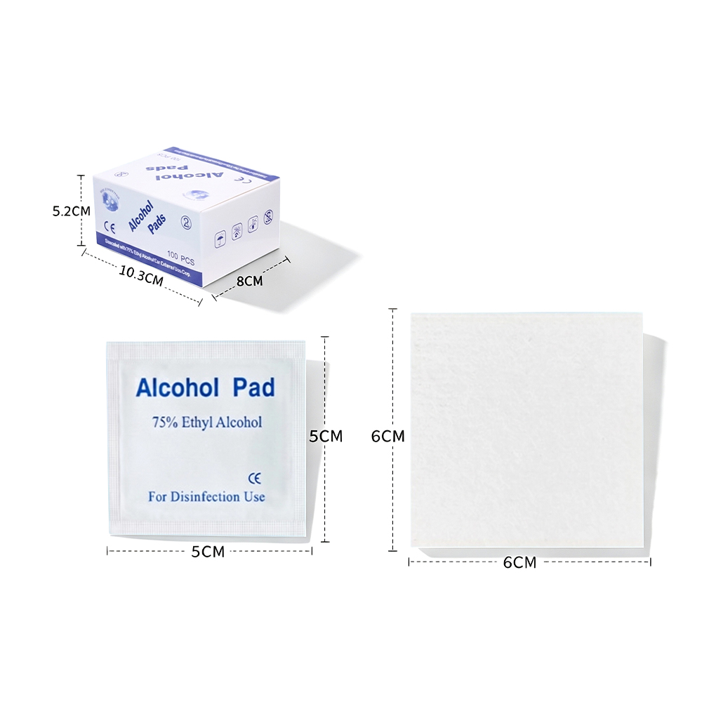 100 Pads/Box Malaki 75% 6x6cm CE Certified Medical-Grade Indibidwal na Nakabalot na Antiseptic Alcohol Prep Pad