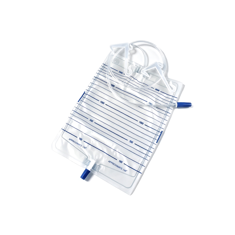 1000ml-2000ml Premium Medical Grade PVC Urine Bag na may Reinforced Plastic Hangers