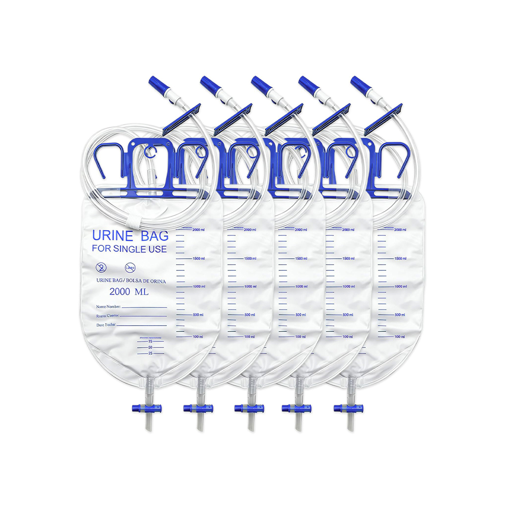 Marangyang 2000ml Anti-Reflux Option Latex-Free Urine Drainage Bag na may 10mm Extra-Wide Tubing